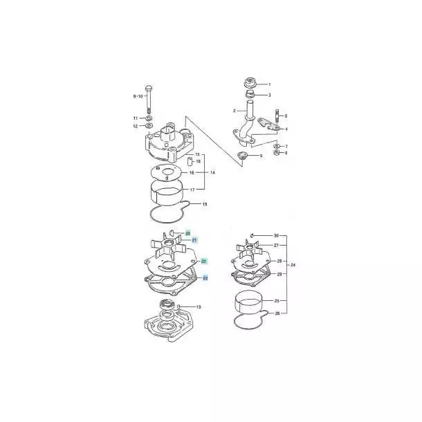 Kit turbine DT115 DT140 DT150 Suzuki 17400-94600 17400-94611