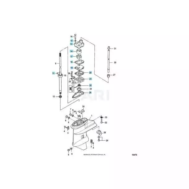Kit pompe à eau F8-9.9 - 4 temps (209cc) Tohatsu 3B2-87322-0 SIE18-48317