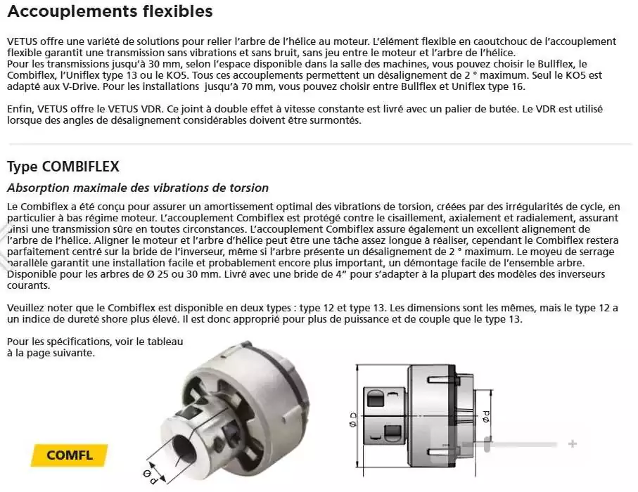 Accouplement flexible type Combiflex 13 diamètre 126mm arbre 25mm