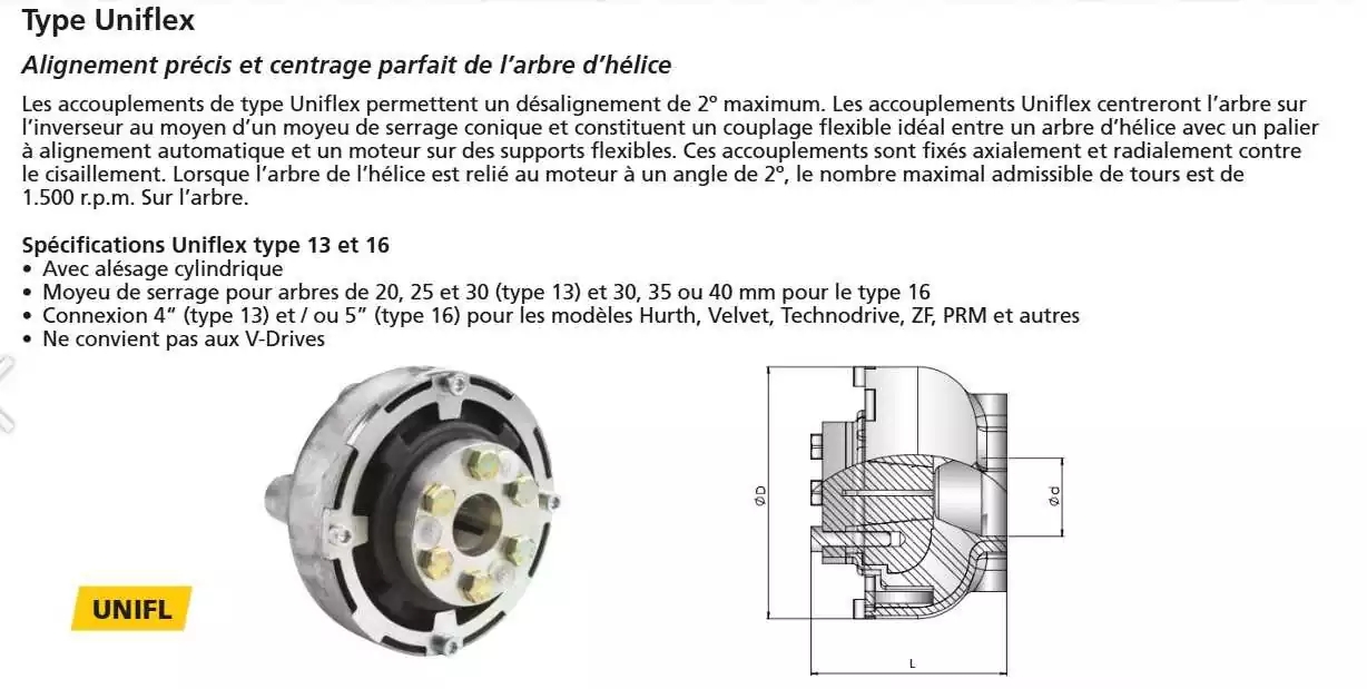 Accouplement flexible Type Uniflex 13 diamètre 130MM arbre 20mm