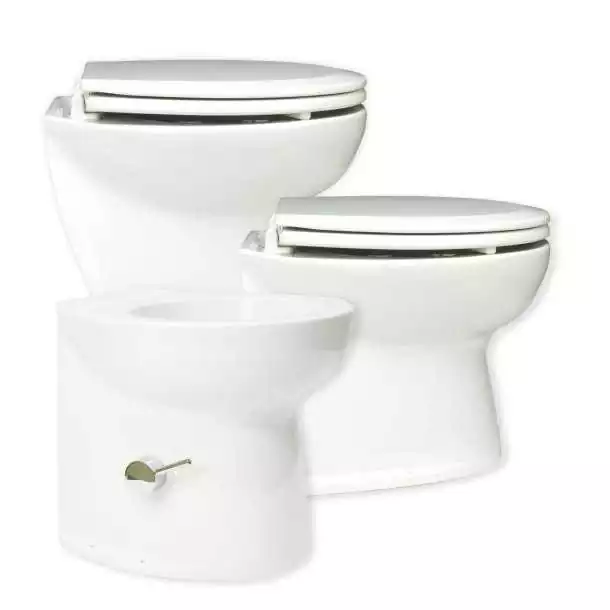 WC DELUXE silencieux 12V 25A + electrovanne pied incliné hauteur 43cm chasse rapide