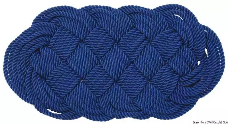 Paillasson bleu 72x37cm en corde de nylon tressée main