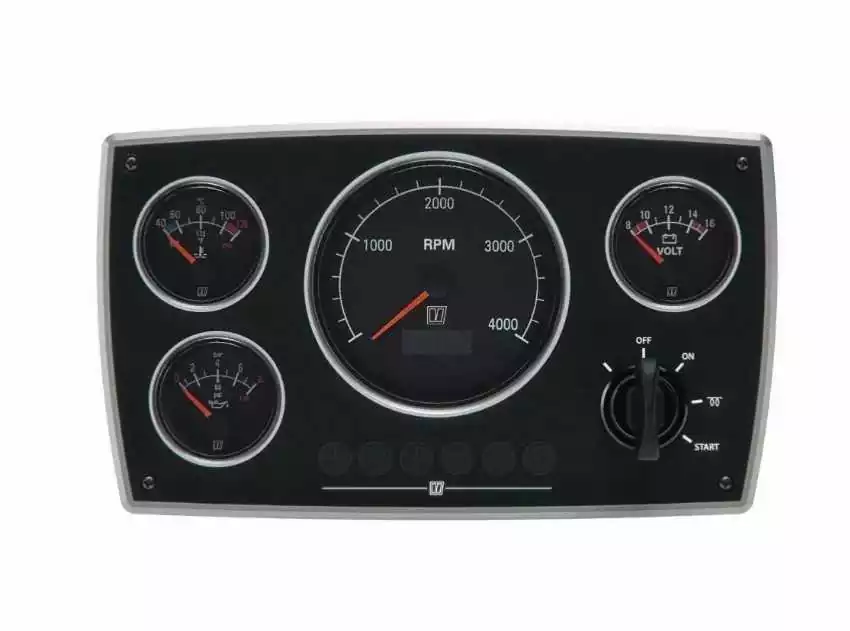 Tableau moteur en aluminium deuxieme generation 12V 4 instruments noir 0-4000 RPM