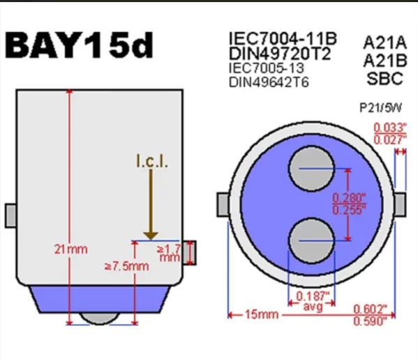 Ampoule BAY15D 12+4 LED 8V-35V Blanc Neutre 1.3W