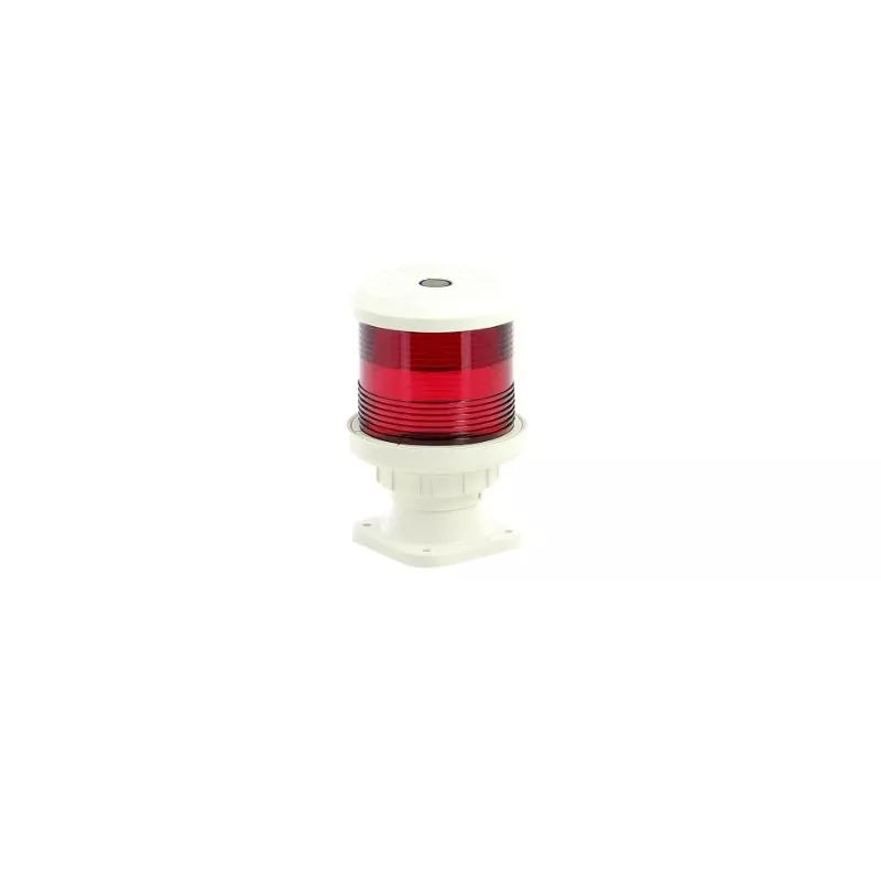 Feu tout horizon rouge montage sur socle boitier blanc ampoule non fournie