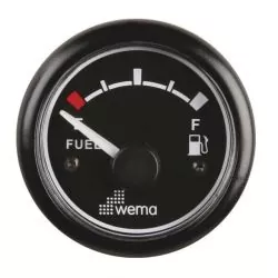 Indicateur carburant 52mm Noir 12V transformable en 24V 0-180 ohms