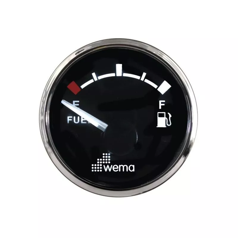 Indicateur de niveau de carburant 52mm 12-24V Noir chromé 0-190 ohms