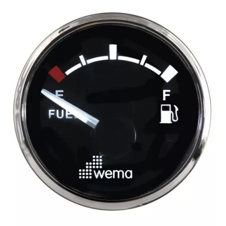 Indicateur de niveau de carburant 52mm 12-24V Noir chromé 0-190 ohms
