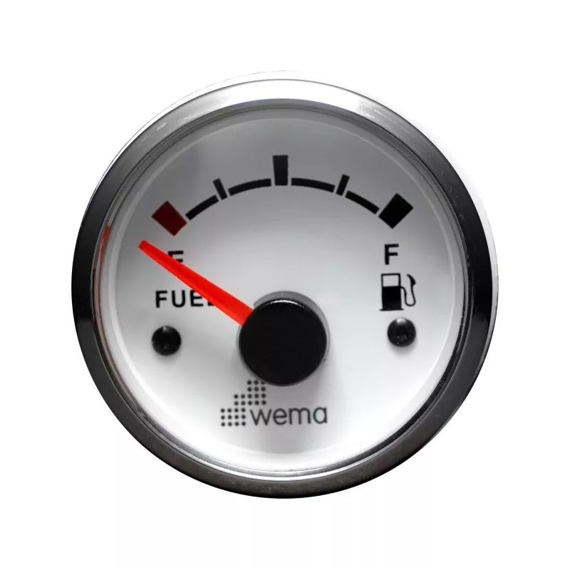 Indicateur de niveau de carburant 52mm 12-24V blanc chromé 0-190 ohms