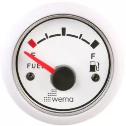 Indicateur de niveau de carburant 52mm 12-24V blanc 0-190 ohms