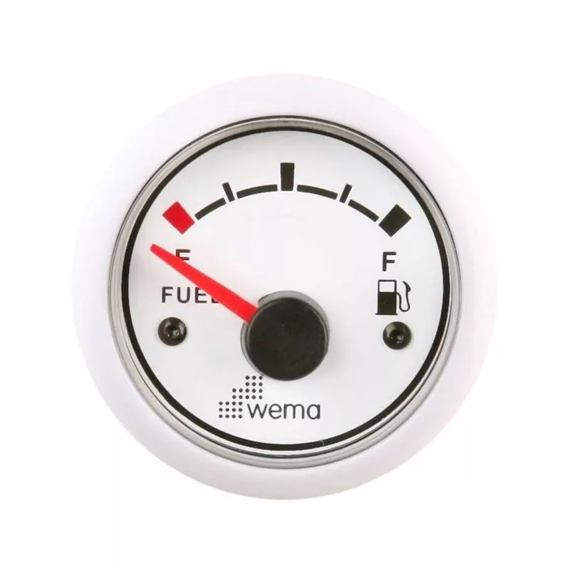 Indicateur de niveau de carburant 52mm 12-24V blanc 0-190 ohms