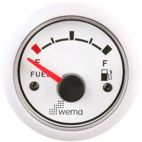 Indicateur de niveau de carburant 52mm 12-24V blanc 0-190 ohms