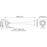 Klaxon air 1 trompe chromé 12V 18A 114 dB 326Hz Longueur 390mm électropneumatique