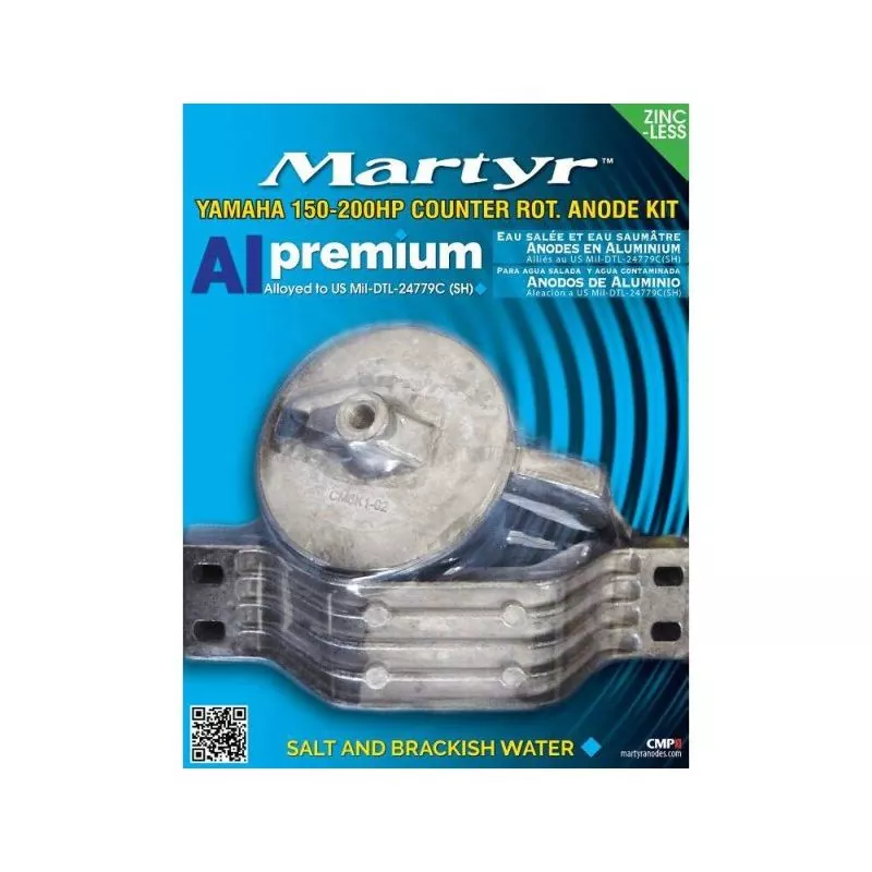 Kit anode aluminium pour Yamaha 150-200cv contrerotation