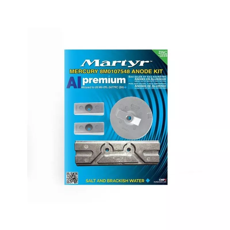 Kit anode alu hors-bord Mercury 75-150cv EFI & 150cv EFI 4T
