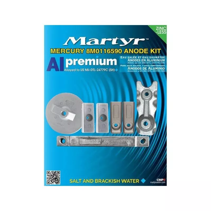 Kit anode alu hors-bord Mercury Verado 6 350cv