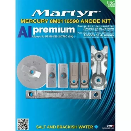 Kit anode alu hors-bord Mercury Verado 6 350cv