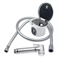 Douchette de pont inox avec boîtier encastré et tuyau 2,50 m – Laiton chromé | Shop-Marine