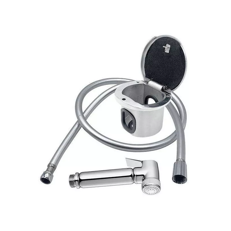 Douchette de pont inox avec boîtier encastré et tuyau 2,50 m – Laiton chromé | Shop-Marine