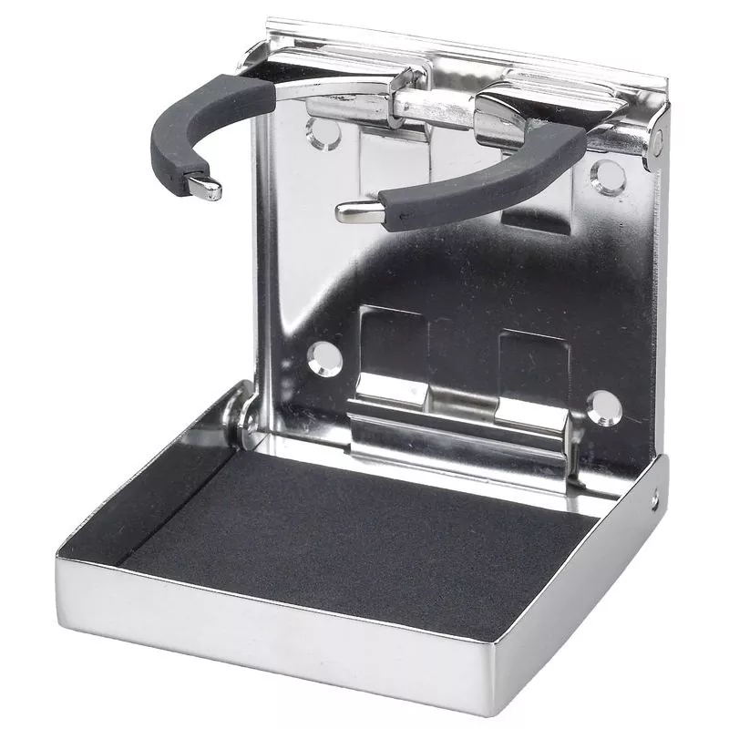 Porte-verres inox canettes réglable et pliable caoutchouc antidérapant