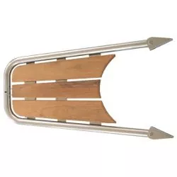 Delphinière inox 316 et teck 720mm tube 32mm échelle 3 marches