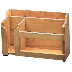 Rangement assiettes verres et couverts en teck 395mm