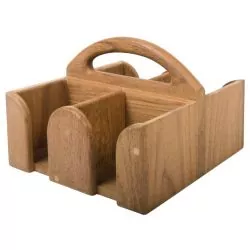 Porte-verres et tasses en Tek avec poignée 4 emplacements 200mm