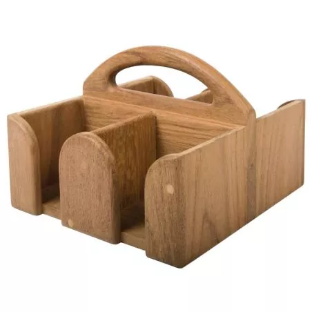 Porte-verres et tasses en Tek avec poignée 4 emplacements 200mm