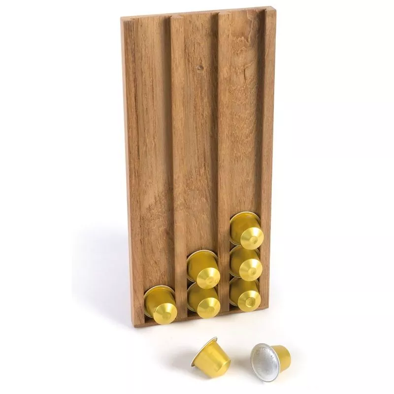 Rangement porte capsules à café en teck 140mm Rangement porte capsules à café en teck 140mm