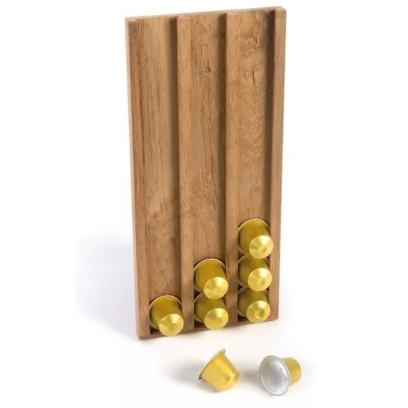 Rangement porte capsules à café en teck 140mm
