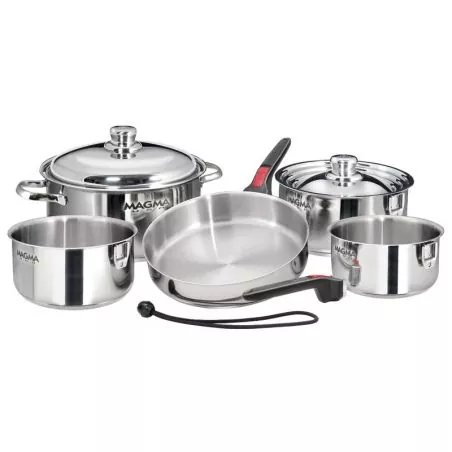 Set de casseroles inox empilables poêle couvercles manches débrochables