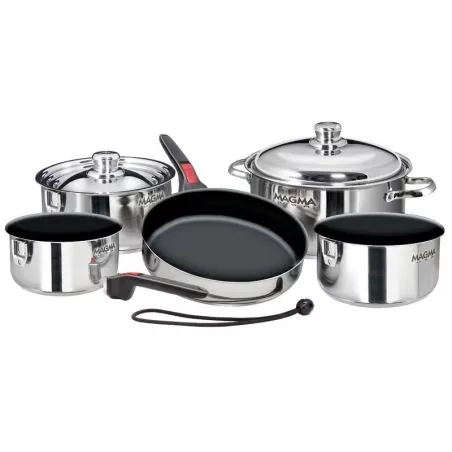 Set de casseroles céramique empilables poêle couvercles manches débrochables