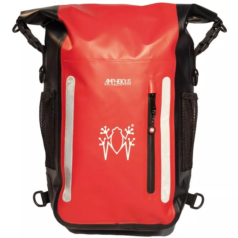 Sac à dos étanche 15L Rouge fermeture quick proof dos rembourré bandes rétro
