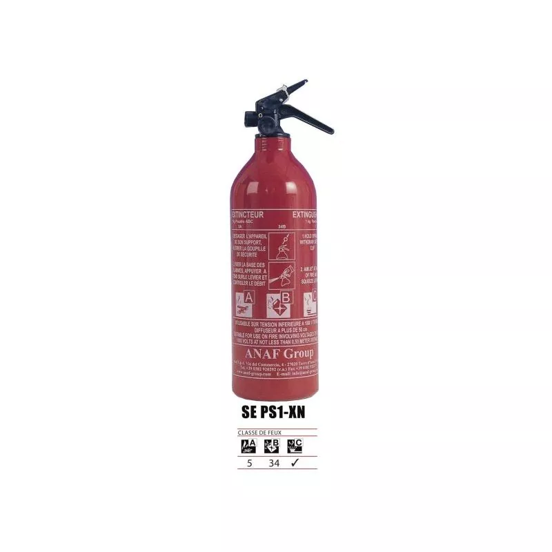 Extincteur à poudre 1 kg ABC sans manomètre – Ultra compact – Certifié EN3 / MED