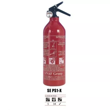Extincteur à poudre 1 kg ABC avec manomètre – Ultra compact – Certifié EN3 / MED