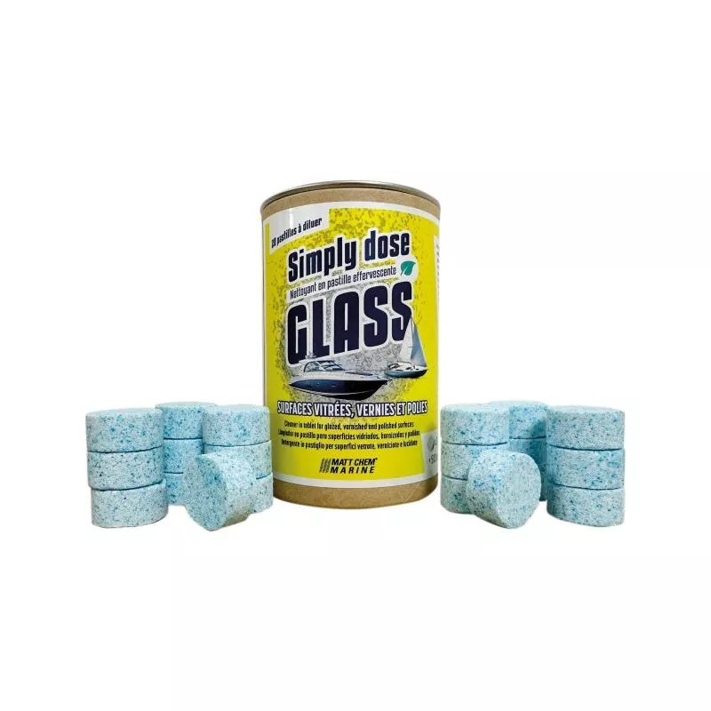 SIMPLY GLASS Matt Chem – Pastilles nettoyantes surfaces vitrées & plexiglass – Boîte de 20