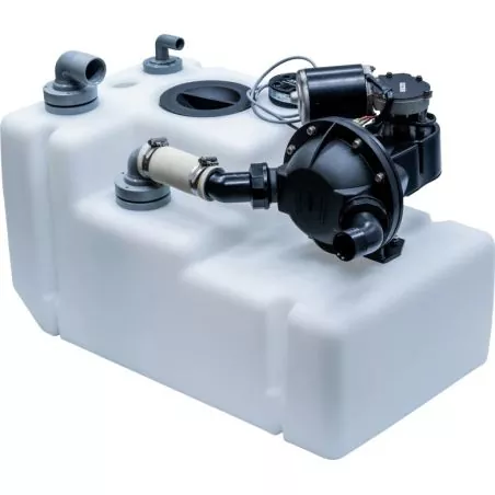 Systeme de réservoir eaux usées 42 litres 24 Volt y inclus pompe flotteur et tuyau