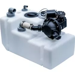 Systeme de réservoir eaux usées 42 litres 12 Volt inclus pompe flotteur et tuyau