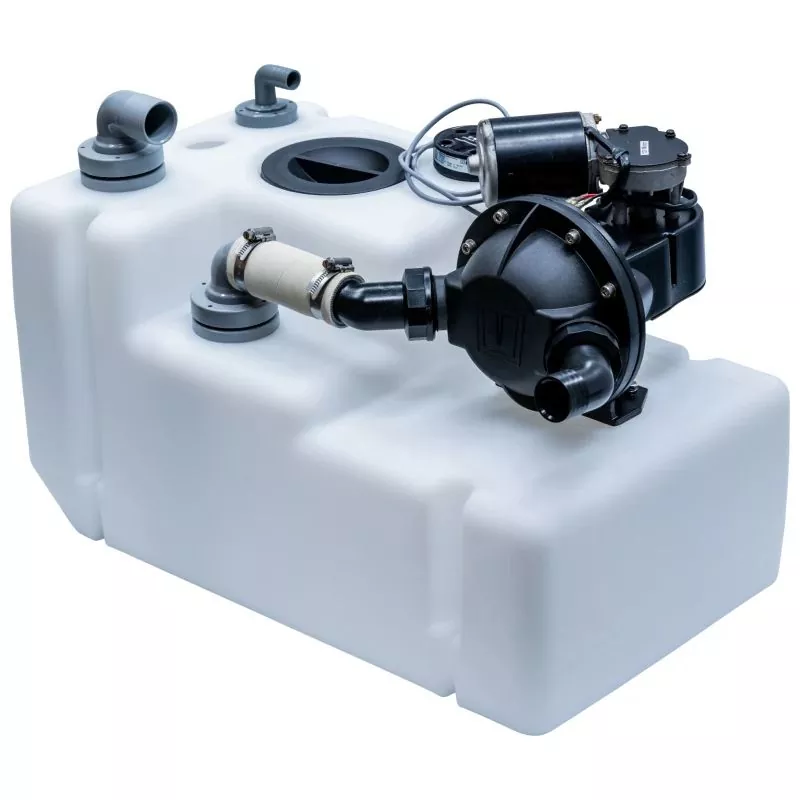 Systeme de réservoir eaux usées 42 litres 12 Volt inclus pompe flotteur et tuyau