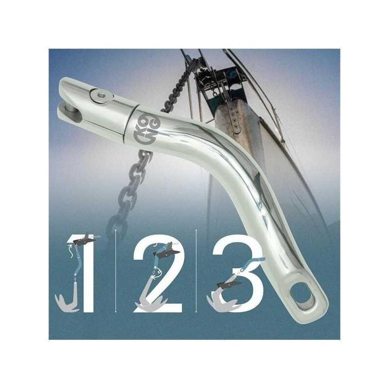 Jonction d'ancre coudée pivotante inox 6-8mm Kong