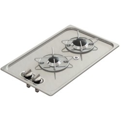 Table de cuisson gaz inox encastrable 2 feux 323 x 528 mm