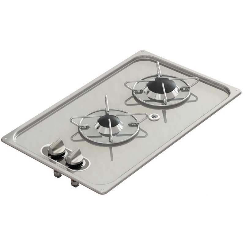 Table de cuisson gaz inox encastrable 2 feux 323 x 528 mm
