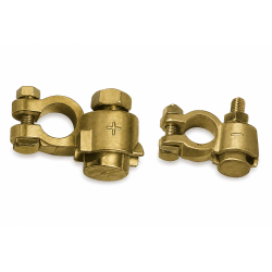 Paire colliers batterie positif et négatif pour câble jusqu'à 70 mm² – double serrage laiton