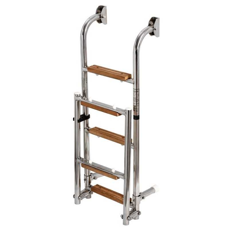 Échelle de bain pliante inox AISI 316 – 5 marches Iroko – 1100 mm