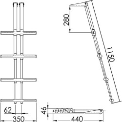 Échelle de plongée télescopique inox 316 4 marches – plate-forme