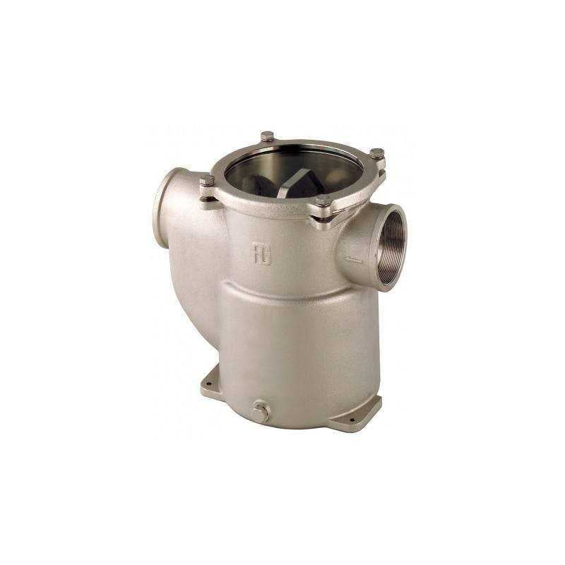 Filtre eau de mer 2"1/2 Débit 33900 l/h Corps bronze nickelé couvercle transparent