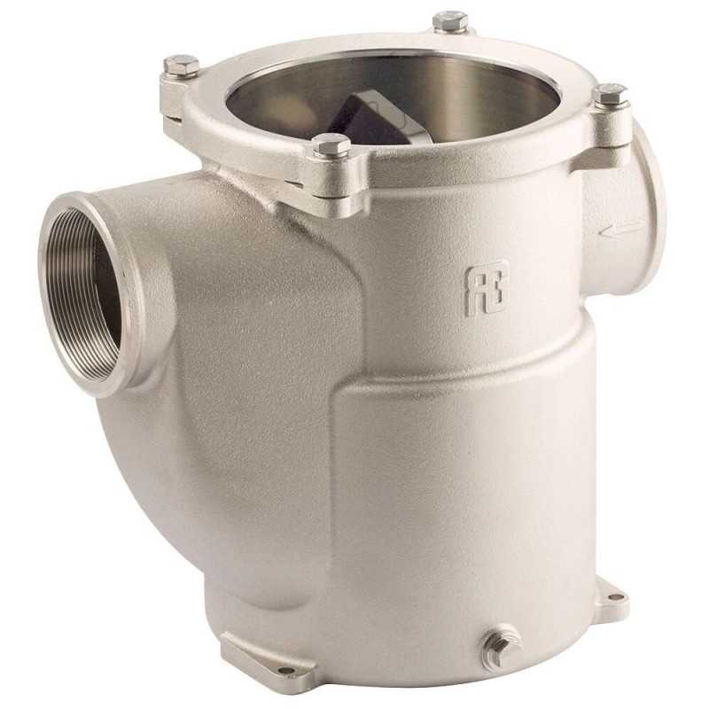 Filtre eau de mer 2" Débit 19900 l/h Corps bronze nickelé couvercle transparent