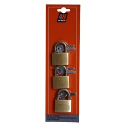 Lot de 3 cadenas laiton 40 mm Ø6 mm à clés identiques