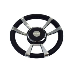Volant inox 316 et cuir noir diamètre 350 mm