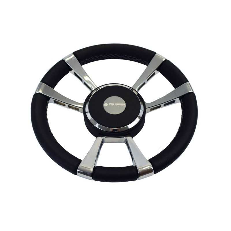 Volant inox 316 et cuir noir diamètre 350 mm